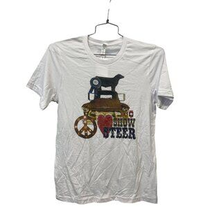 Bella + Canvas Show Steer Graphic T Shirt Size M Crewneck Short Sleeve White NEW